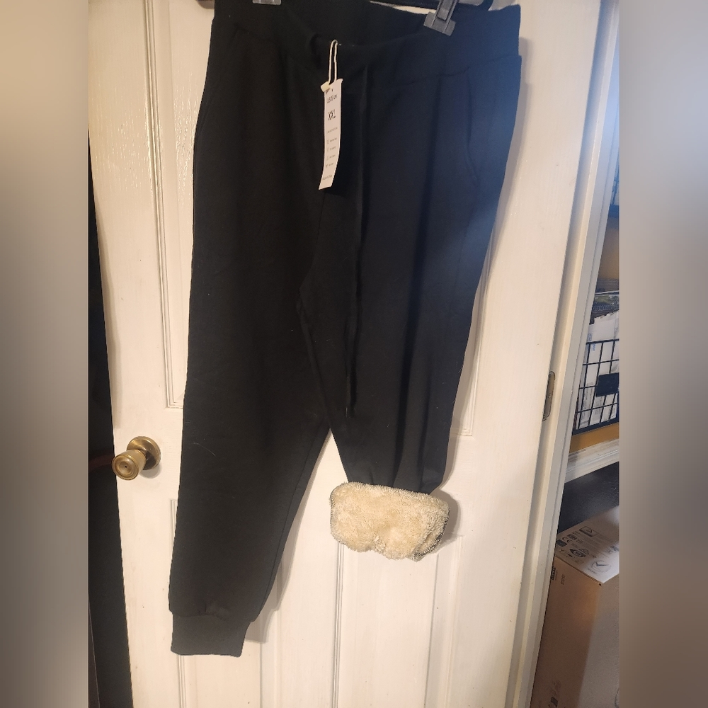 Yeokou Womens Sherpa Lined Sweatpants Jogger Fleece Pants black/xxl